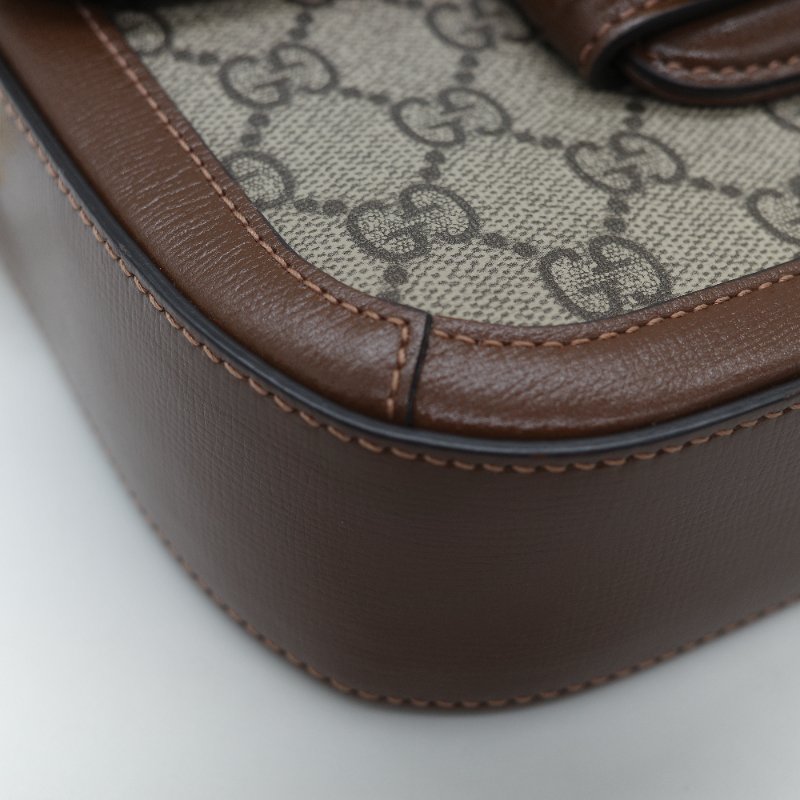 Gucci 古馳 Horsebit 1955 經典烏木色 GG Supreme 帆布 小牛皮 雙背帶 斜背包相機包-8