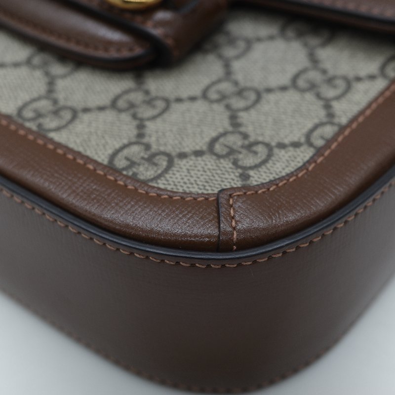 Gucci 古馳 Horsebit 1955 經典烏木色 GG Supreme 帆布 小牛皮 雙背帶 斜背包相機包-9