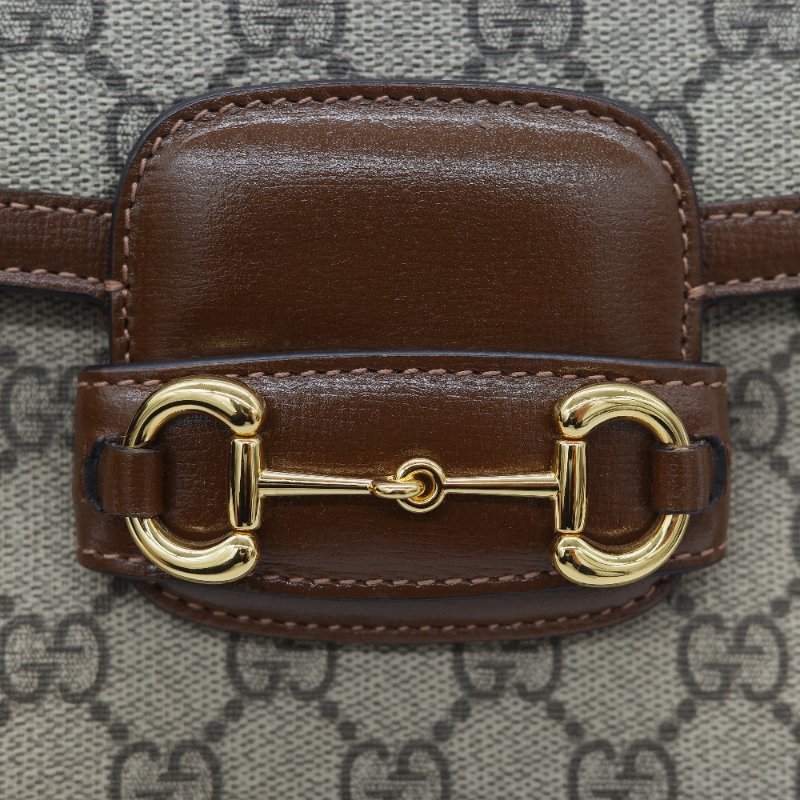Gucci 古馳 Horsebit 1955 經典烏木色 GG Supreme 帆布 小牛皮 雙背帶 斜背包相機包-12