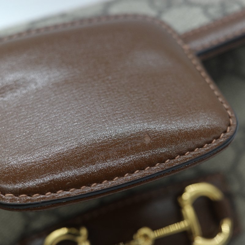 Gucci 古馳 Horsebit 1955 經典烏木色 GG Supreme 帆布 小牛皮 雙背帶 斜背包相機包-14