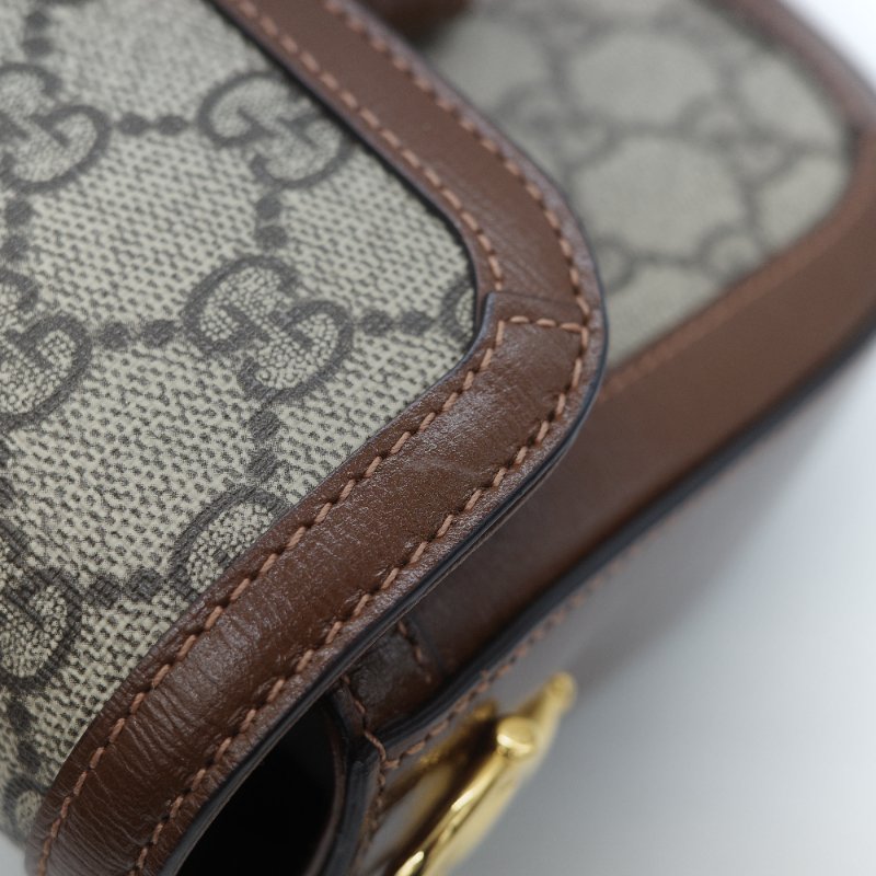 Gucci 古馳 Horsebit 1955 經典烏木色 GG Supreme 帆布 小牛皮 雙背帶 斜背包相機包-15