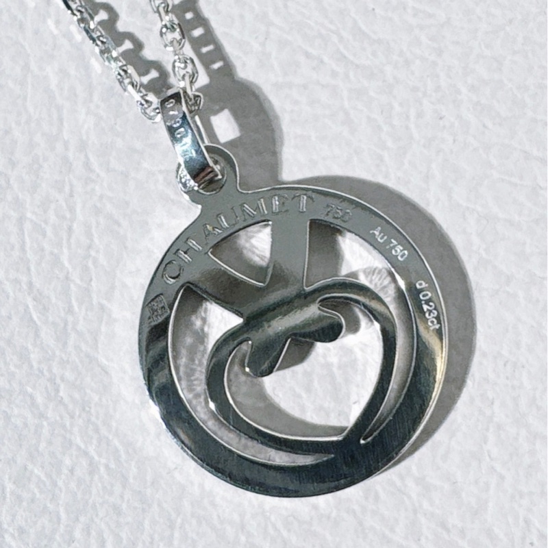 Chaumet尚美 白金滿鑽 交叉愛心項鍊-5