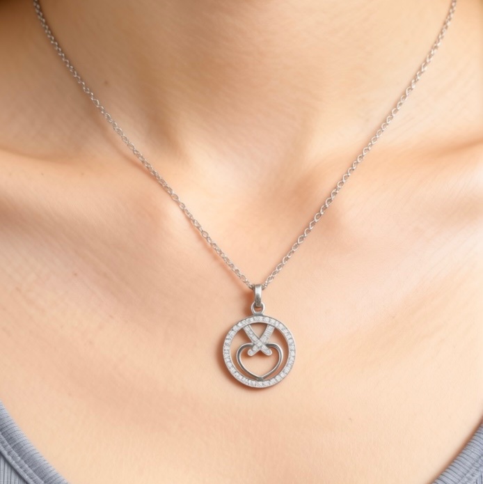 Chaumet尚美 白金滿鑽 交叉愛心項鍊-6