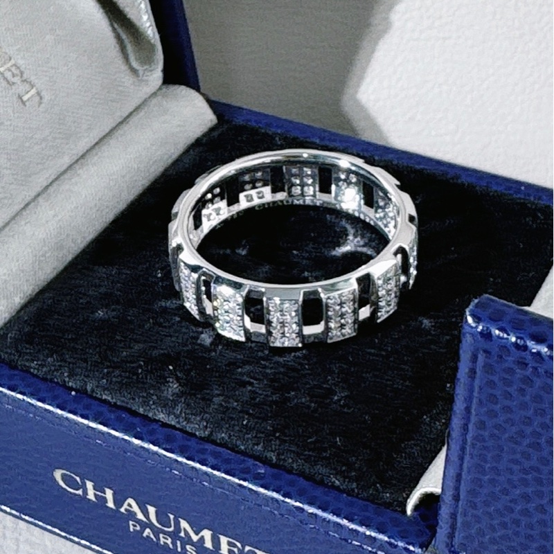 Chaumet尚美 class one 白金滿鑽戒指，66號-3