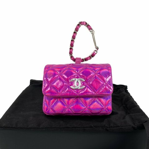 △ Chanel 香奈兒 Metallic Pink Patent Leather Silver Tone Metal Mini Pouch 金屬粉紅色漆皮銀色金屬迷你小袋 - 267005805