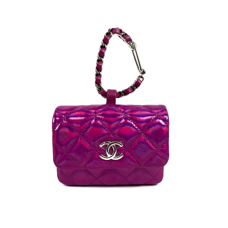 △ Chanel 香奈兒 Metallic Pink Patent Leather Silver Tone Metal Mini Pouch 金屬粉紅色漆皮銀色金屬迷你小袋 - 267005805-1