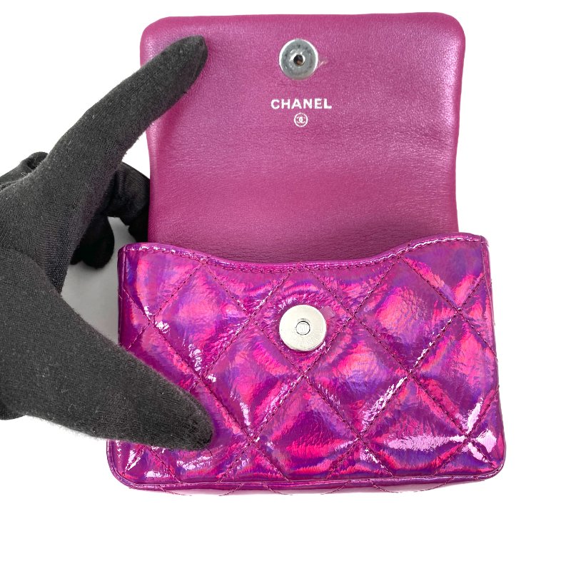 △ Chanel 香奈兒 Metallic Pink Patent Leather Silver Tone Metal Mini Pouch 金屬粉紅色漆皮銀色金屬迷你小袋 - 267005805-12