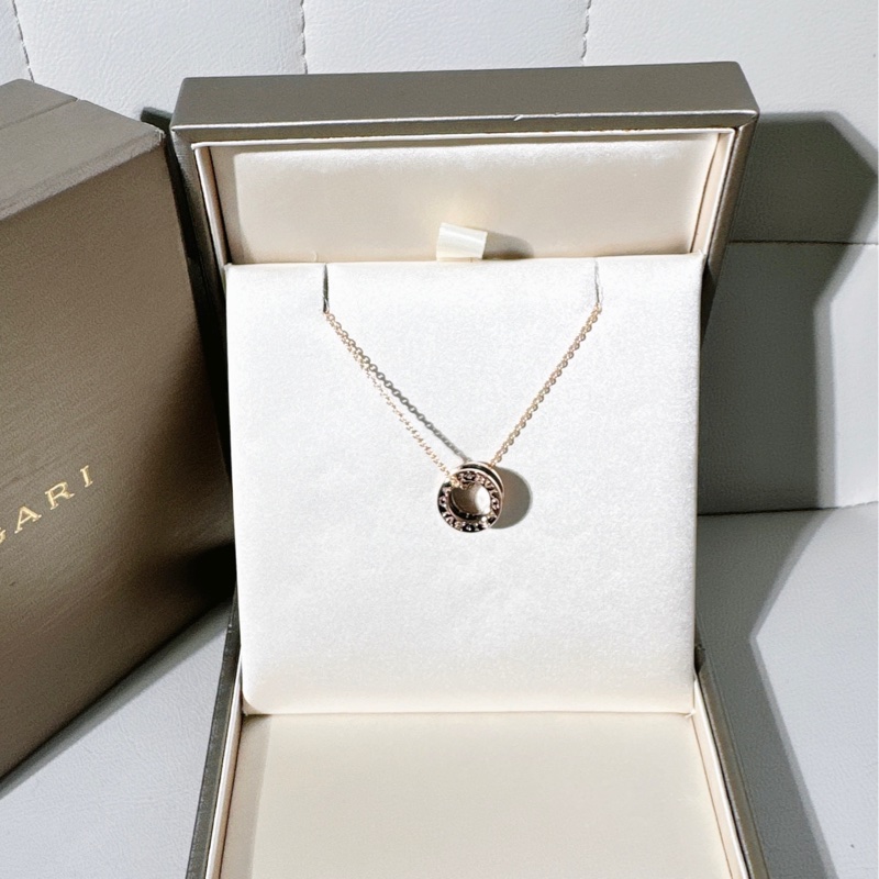 Bvlgari寶格麗 黑陶瓷彈簧18k玫瑰金項鍊-1