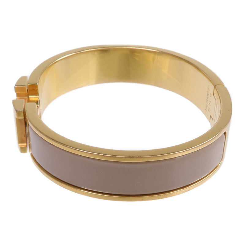 HERMES 金屬/琺瑯Clic H金扣手鐲Etoupe-1