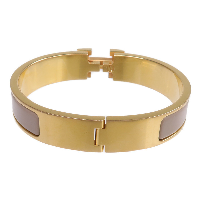 HERMES 金屬/琺瑯Clic H金扣手鐲Etoupe-2