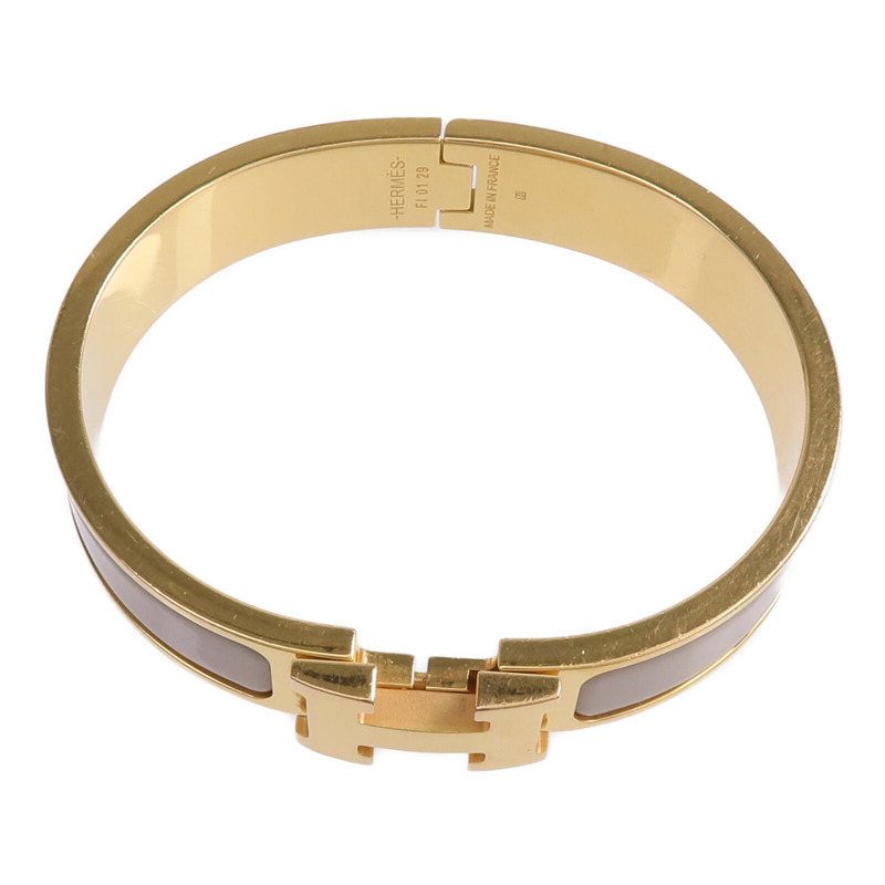 HERMES 金屬/琺瑯Clic H金扣手鐲Etoupe-3