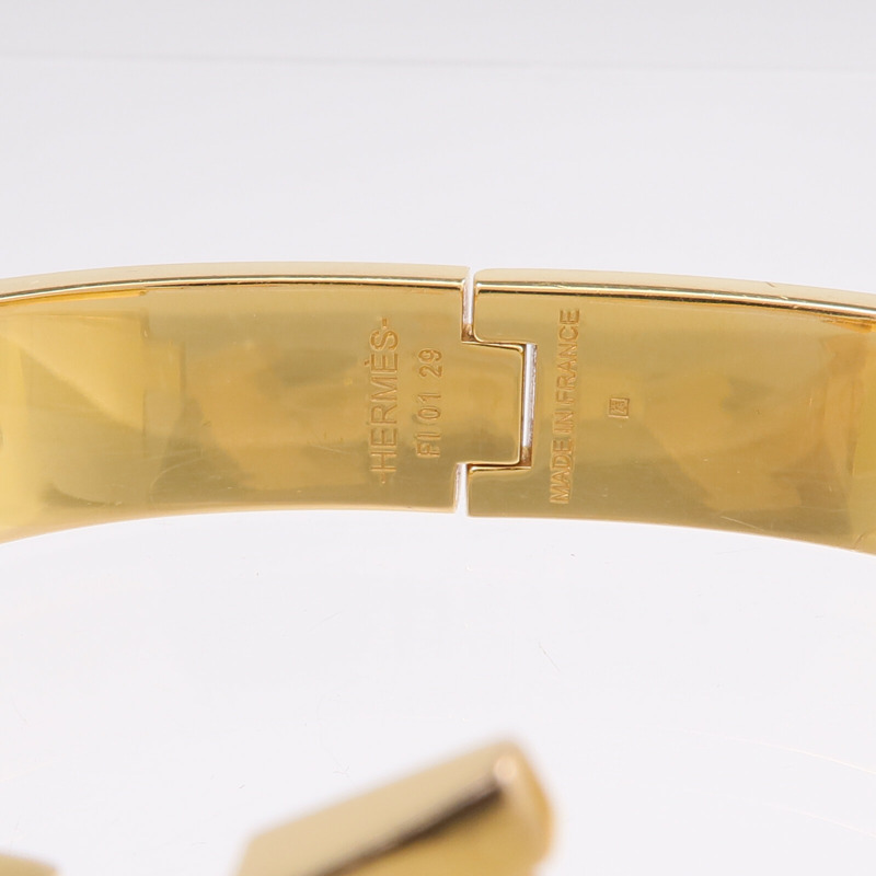 HERMES 金屬/琺瑯Clic H金扣手鐲Etoupe-6