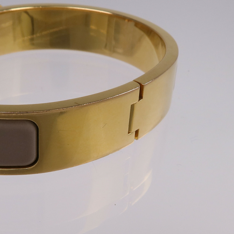 HERMES 金屬/琺瑯Clic H金扣手鐲Etoupe-8