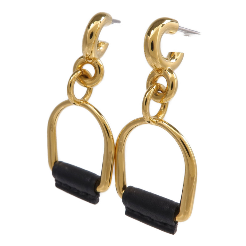 HERMES Swift皮革/金屬Heritage Equestre Etrier Earrings耳環-1
