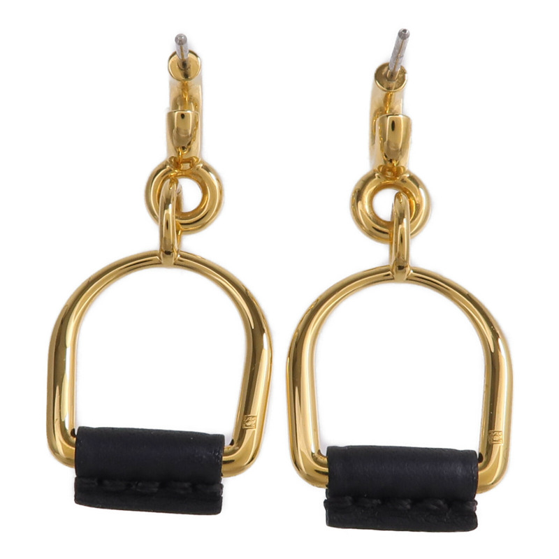 HERMES Swift皮革/金屬Heritage Equestre Etrier Earrings耳環-2