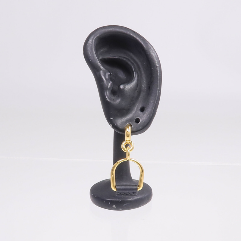 HERMES Swift皮革/金屬Heritage Equestre Etrier Earrings耳環-6