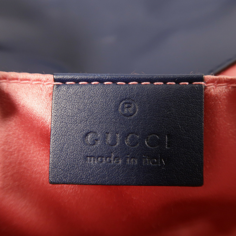 GUCCI 牛仔布GG Marmont金扣鏈帶肩背袋-5