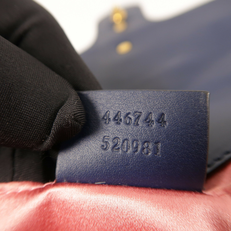 GUCCI 牛仔布GG Marmont金扣鏈帶肩背袋-6