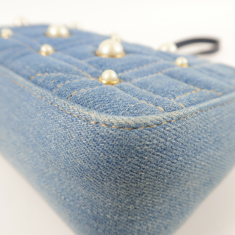 GUCCI 牛仔布GG Marmont金扣鏈帶肩背袋-12