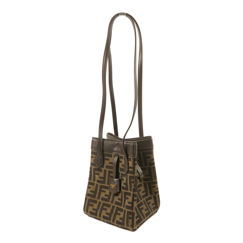 FENDI 帆布Origami Mini FF金扣肩背袋-1