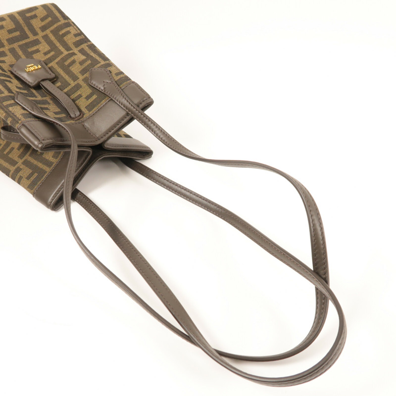 FENDI 帆布Origami Mini FF金扣肩背袋-7