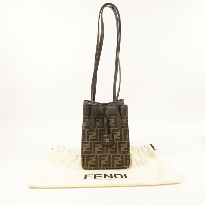 FENDI 帆布Origami Mini FF金扣肩背袋-8