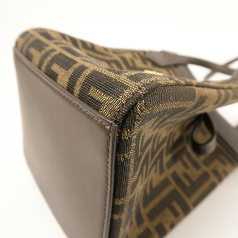 FENDI 帆布Origami Mini FF金扣肩背袋-10