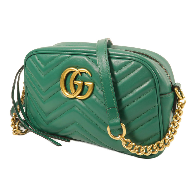 GUCCI 牛皮皮革GG Marmont金扣鏈帶肩背袋-1