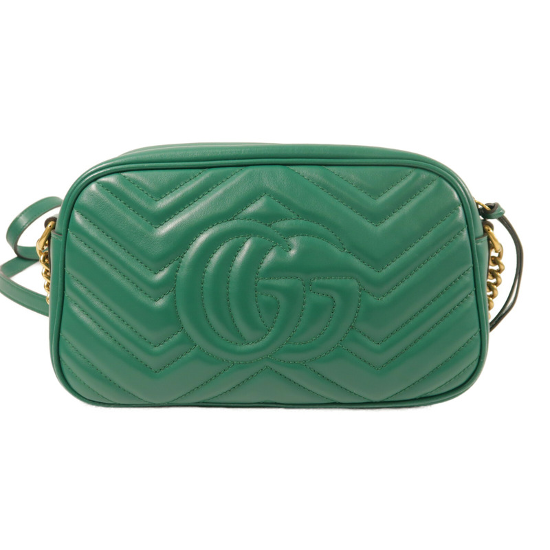 GUCCI 牛皮皮革GG Marmont金扣鏈帶肩背袋-2