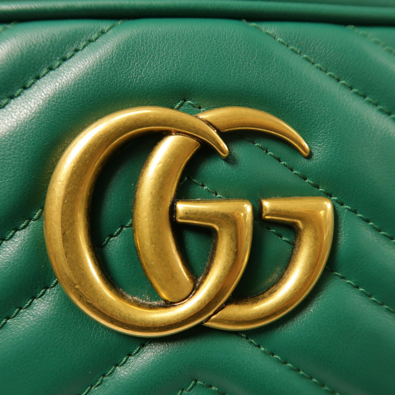 GUCCI 牛皮皮革GG Marmont金扣鏈帶肩背袋-7