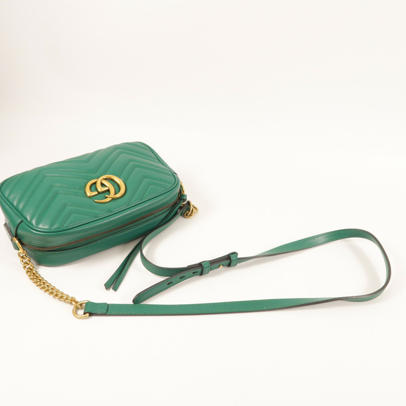 GUCCI 牛皮皮革GG Marmont金扣鏈帶肩背袋-8