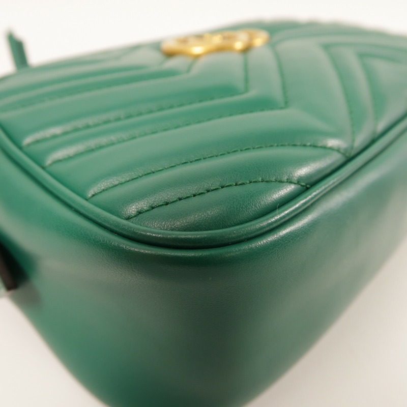 GUCCI 牛皮皮革GG Marmont金扣鏈帶肩背袋-9