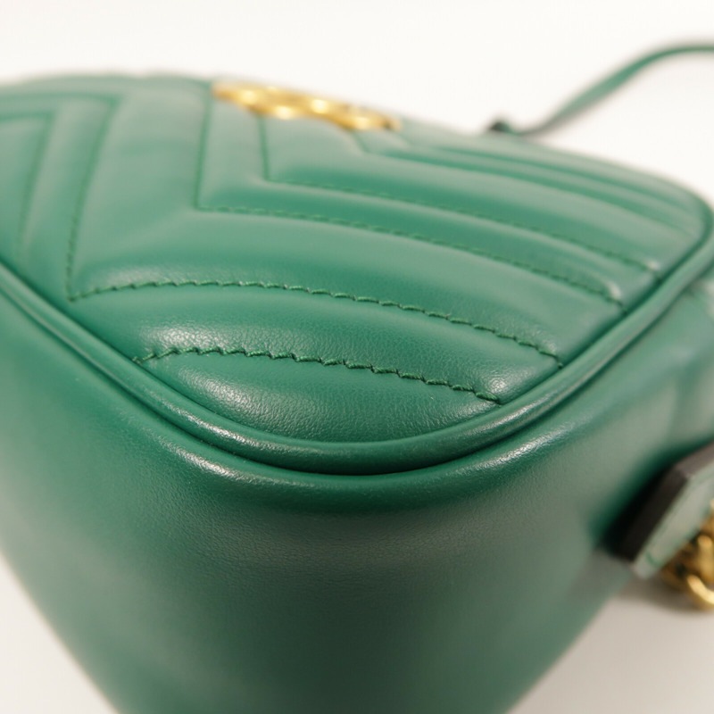 GUCCI 牛皮皮革GG Marmont金扣鏈帶肩背袋-10