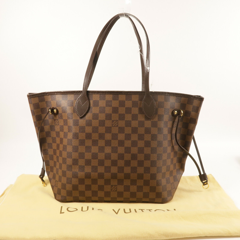 LOUIS VUITTON Damier Neverfull MM金扣手挽袋/肩背袋-8