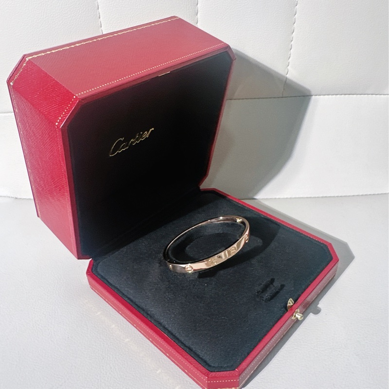 Cartier卡地亞 love系列 寬版玫瑰金手鐲，16號 第四代-2