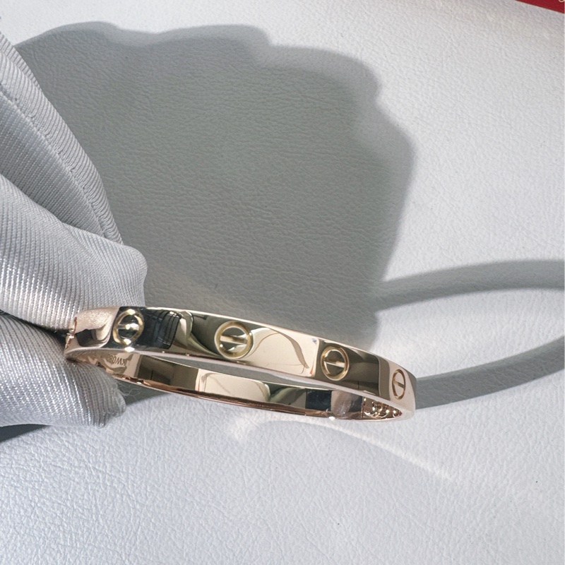 Cartier卡地亞 love系列 寬版玫瑰金手鐲，16號 第四代-4