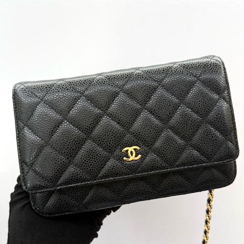 CHANEL 香奈兒 黑色荔枝紋牛皮WOC斜背包