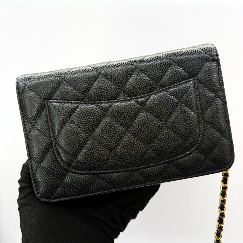 CHANEL 香奈兒 黑色荔枝紋牛皮WOC斜背包-1