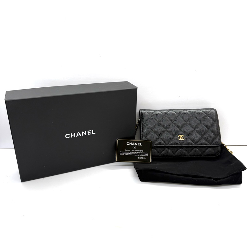 CHANEL 香奈兒 黑色荔枝紋牛皮WOC斜背包-2