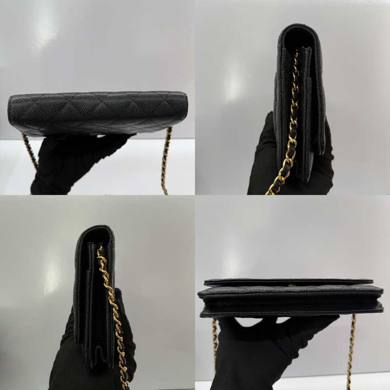 CHANEL 香奈兒 黑色荔枝紋牛皮WOC斜背包-3