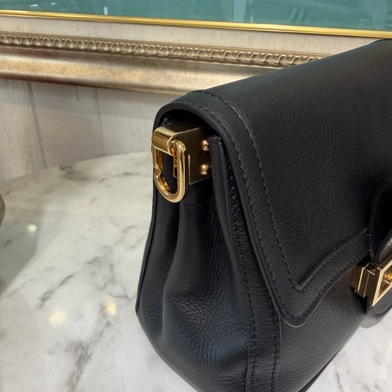 LV 黑牛皮Doupline Soft MM金釦肩斜背包M25209-3