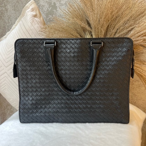 BV 葆蝶家 黑色編織手提包公文包 TK 無附件
