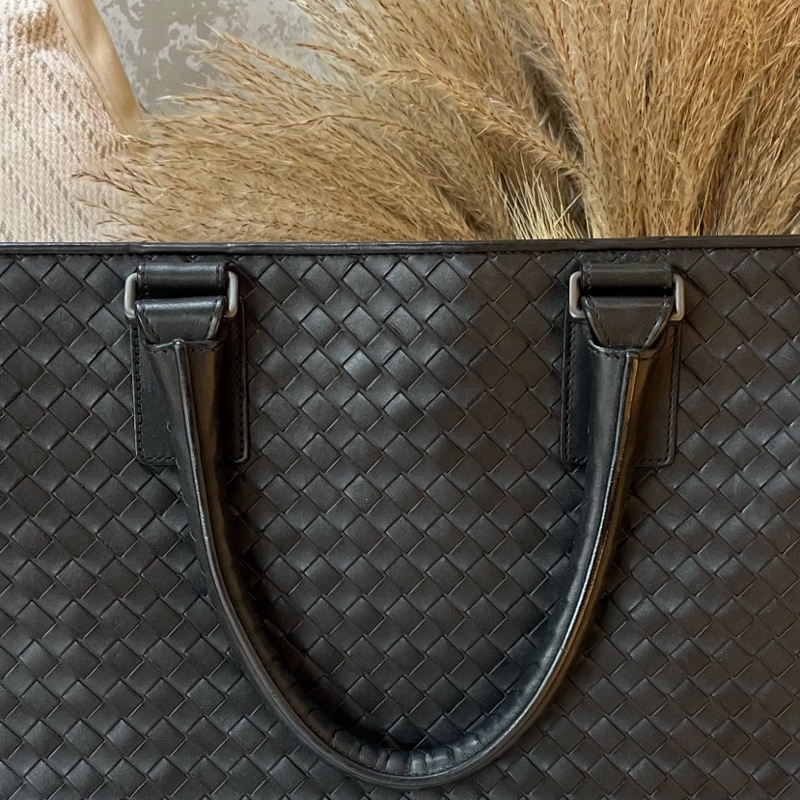 BV 葆蝶家 黑色編織手提包公文包 TK 無附件-6