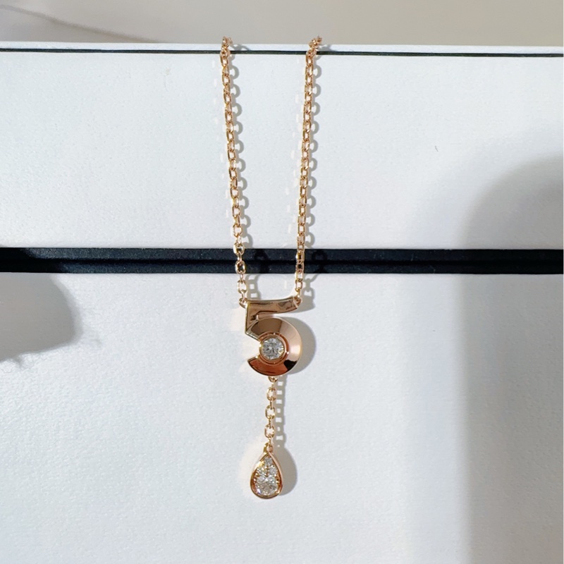 CHANEL香奈兒 EXTRAIT DE N°5系列 18K玫瑰金鑲鑽N°5水滴流蘇項鍊-3