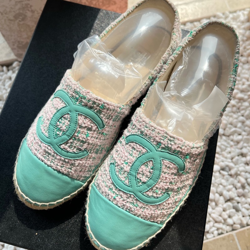 香奈兒Chanel 湖綠色鞋子38碼 附件：無 成色好-0