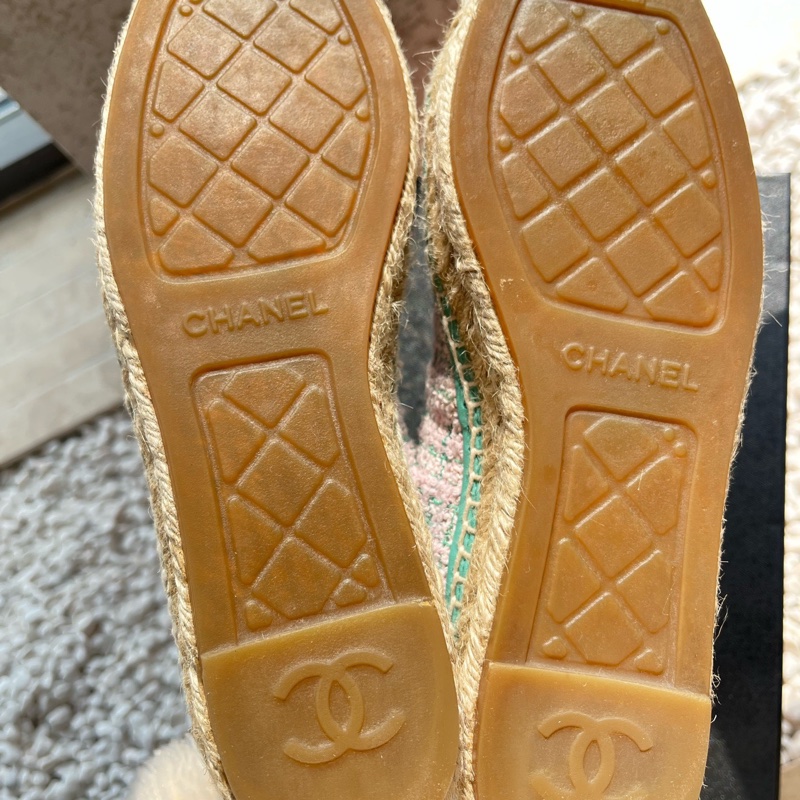 香奈兒Chanel 湖綠色鞋子38碼 附件：無 成色好-3