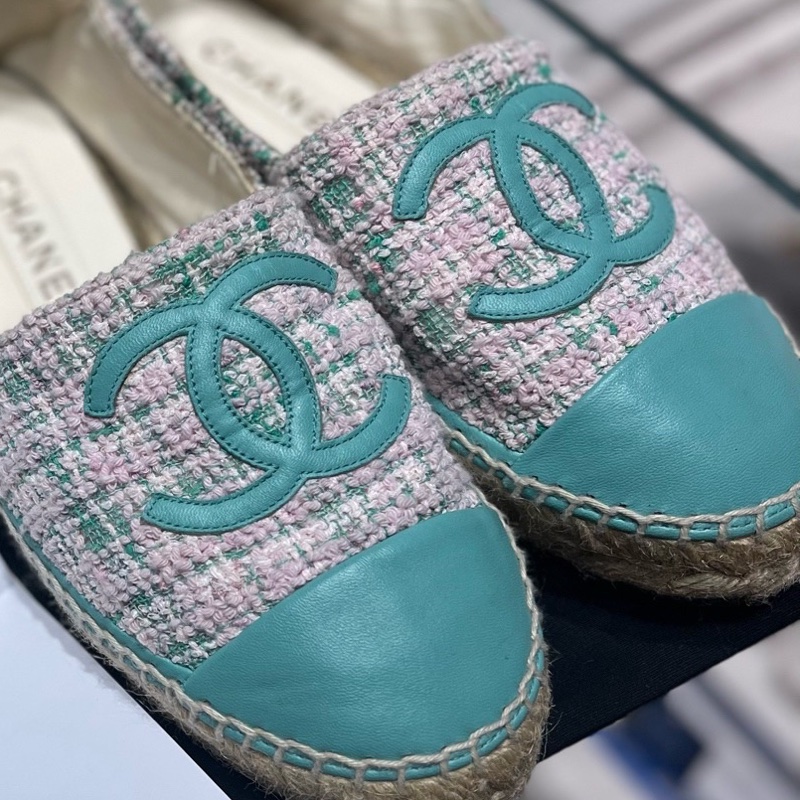 香奈兒Chanel 湖綠色鞋子38碼 附件：無 成色好-4