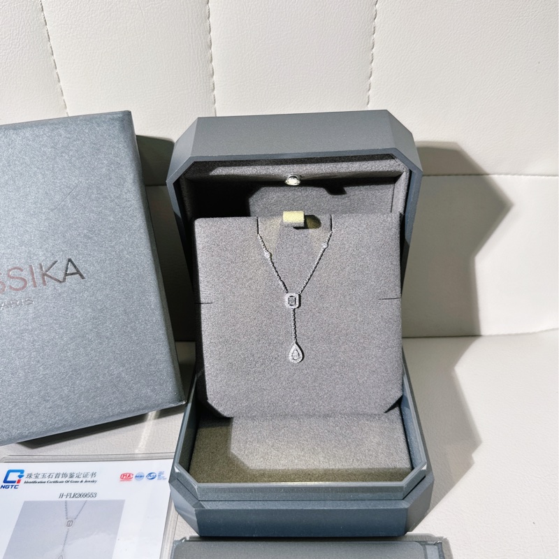 MESSIKA梅西卡 My Twin系列 領結式流蘇滿鑽項鍊，Y字水滴吊墜-1