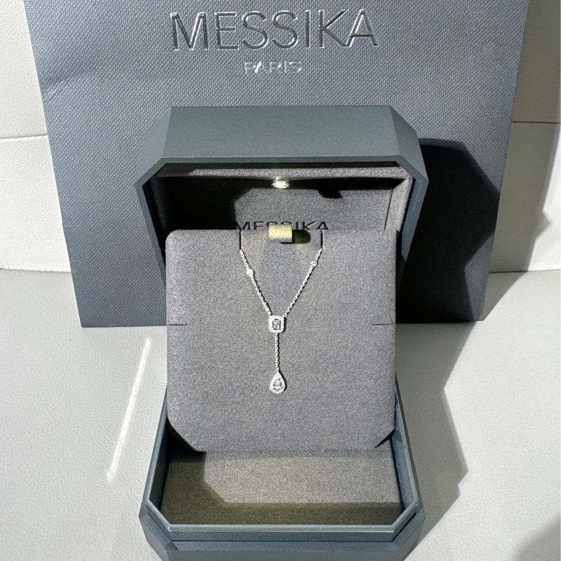 MESSIKA梅西卡 My Twin系列 領結式流蘇滿鑽項鍊，Y字水滴吊墜-2