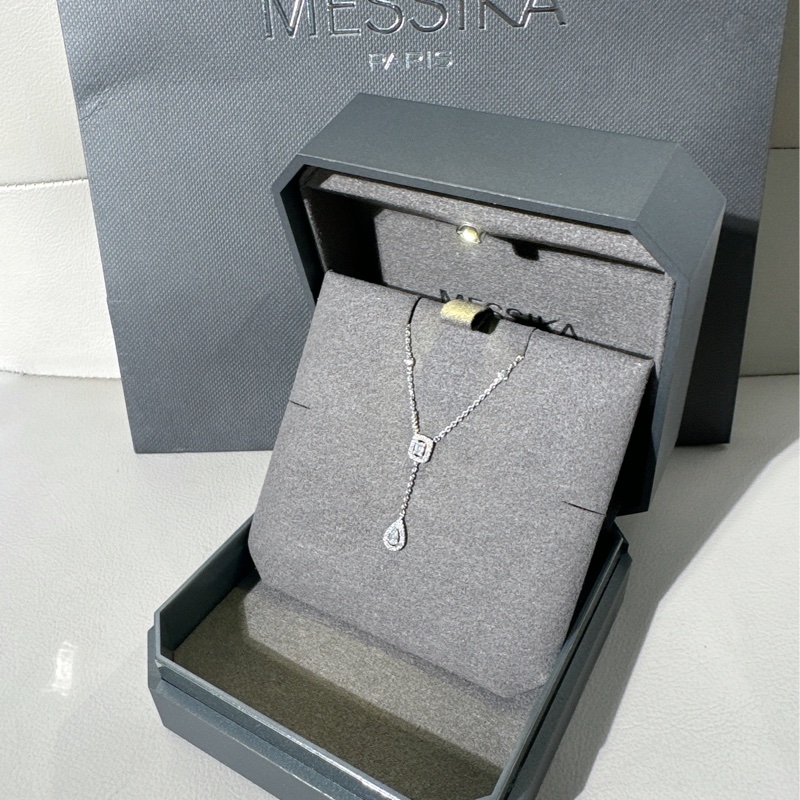 MESSIKA梅西卡 My Twin系列 領結式流蘇滿鑽項鍊，Y字水滴吊墜-5